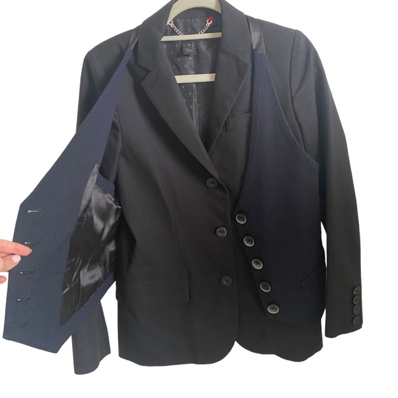Marc Marc Jacobs androgynous blazer vest combo pinstripe black blue S small - Picture 10 of 16